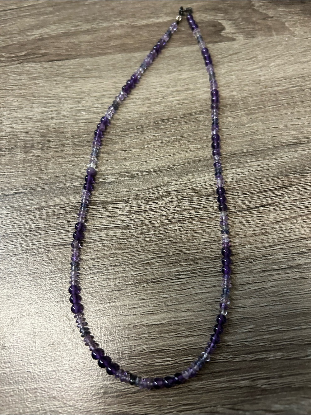 Real Genuine stone Amethyst stone beaded Women's Necklace 16”